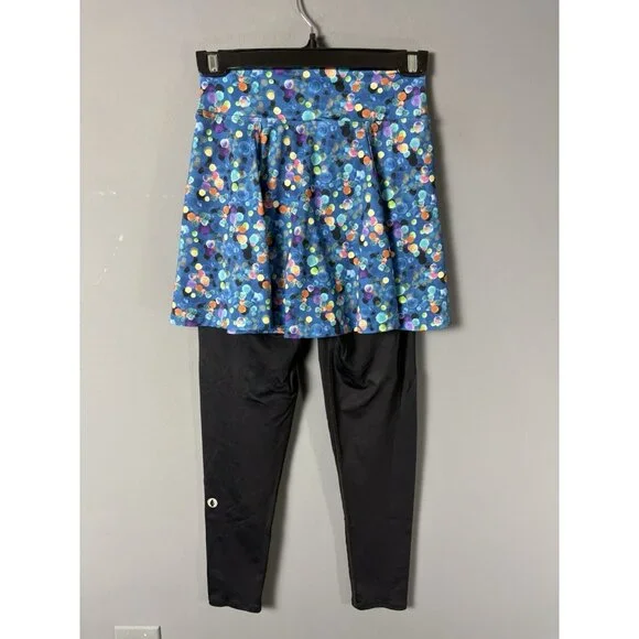DONA JO Womens Size 1 (Small) Skirted Athletic Crop Leggings Colorful Dots - Picture 3 of 6